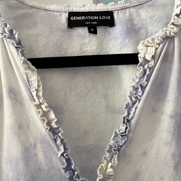 Generation Love lilac tie dye mini dress with ruffle details and tiers sz M EUC - Picture 3 of 11